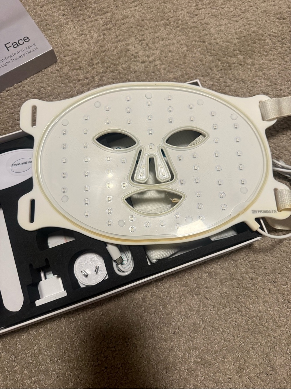 Omnilux Contour LED Therapy Face Mask in White with Teal Floral - Picture 3 of 5
